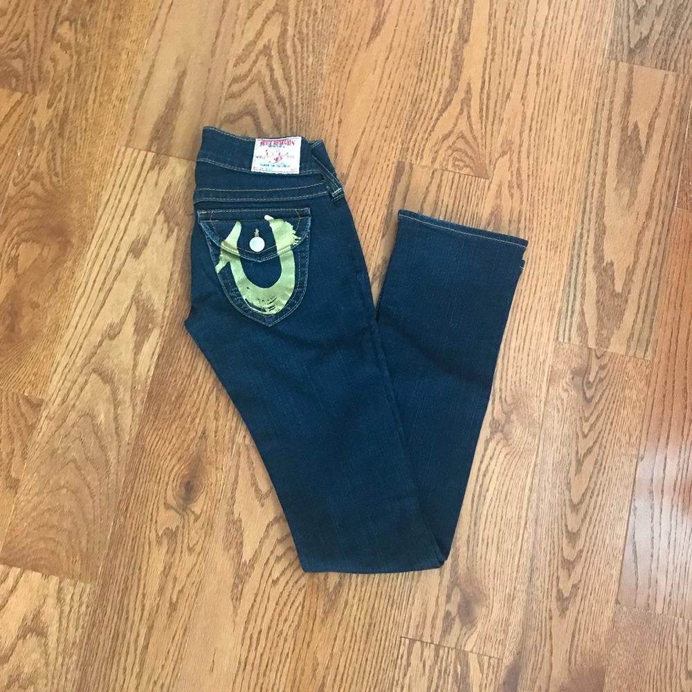 True Religion Dark Blue Rinse Straight Leg Jeans